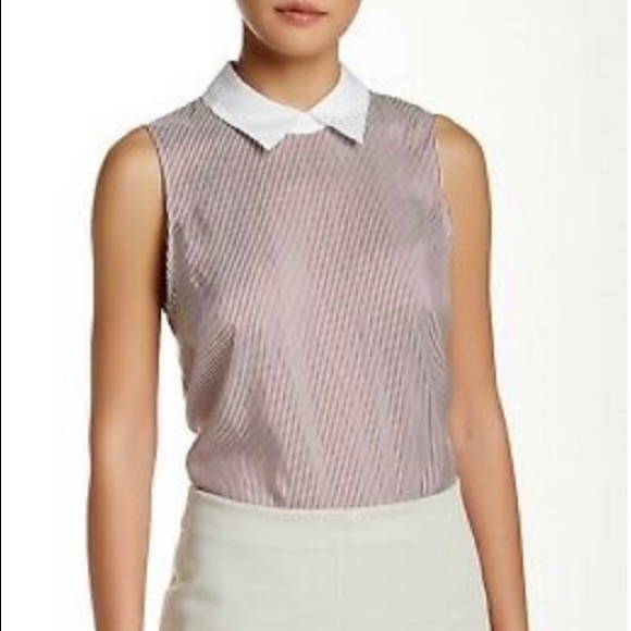 Theory Tops - THEORY MARBIE AMANA STRIPED COLLARED TOP GU SZ S/P